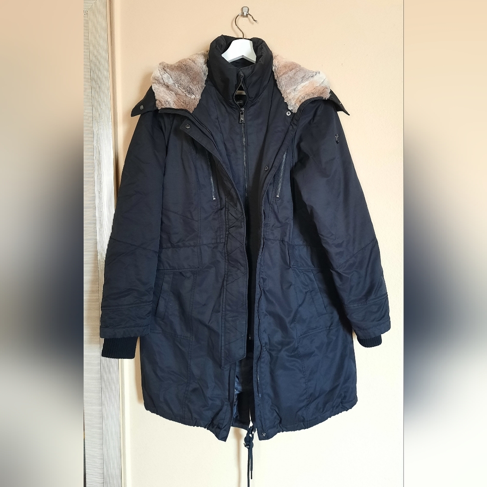 1 Madison Expedition Black Parka with Faux Fur Trim Winter Snow Coat